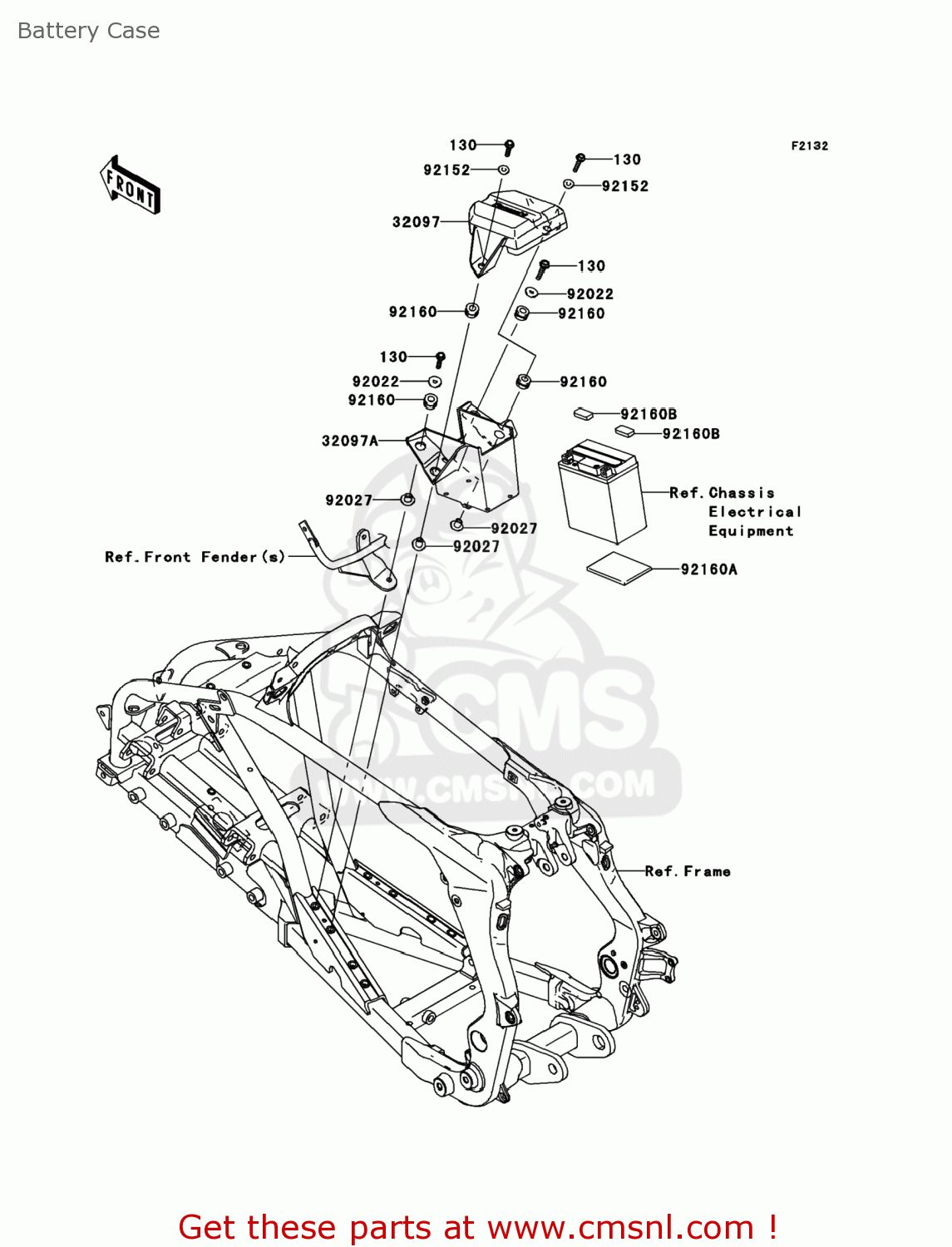 Kawasaki KSF450B8F KFX450R 2008 USA Battery Case buy original Battery Case spares online