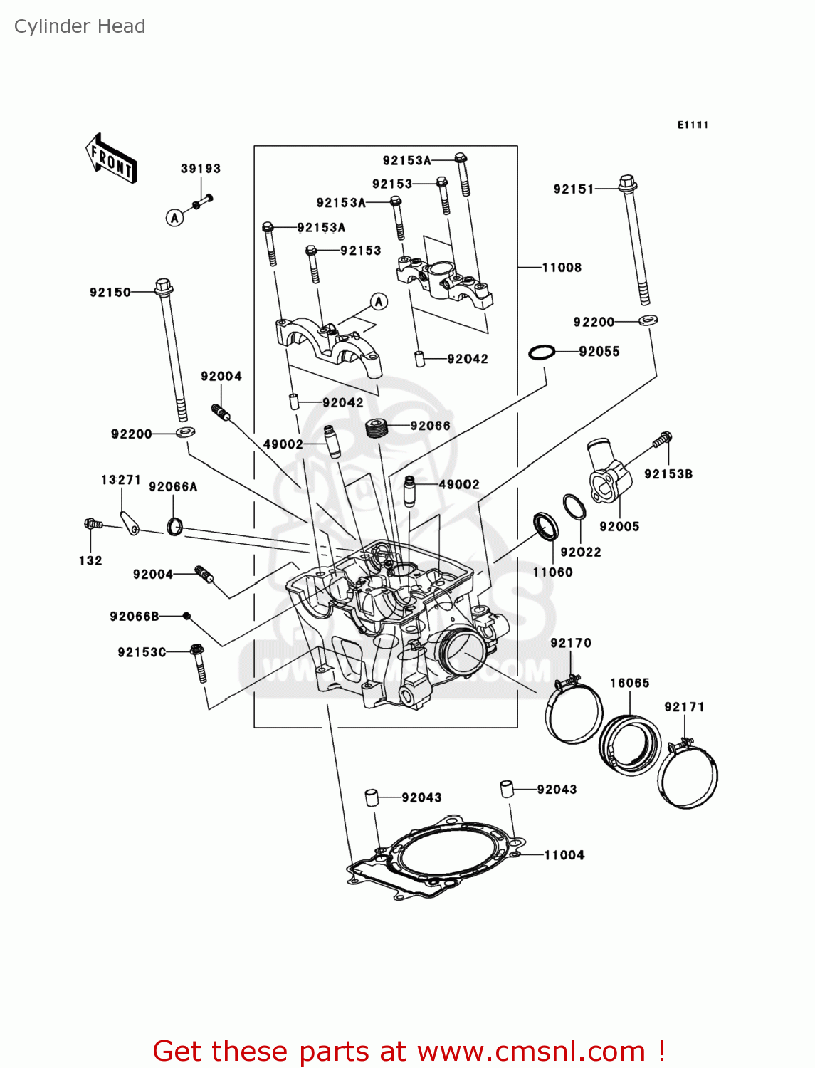 Kawasaki KSF450B8F KFX450R 2008 USA Cylinder Head buy original Cylinder Head spares online