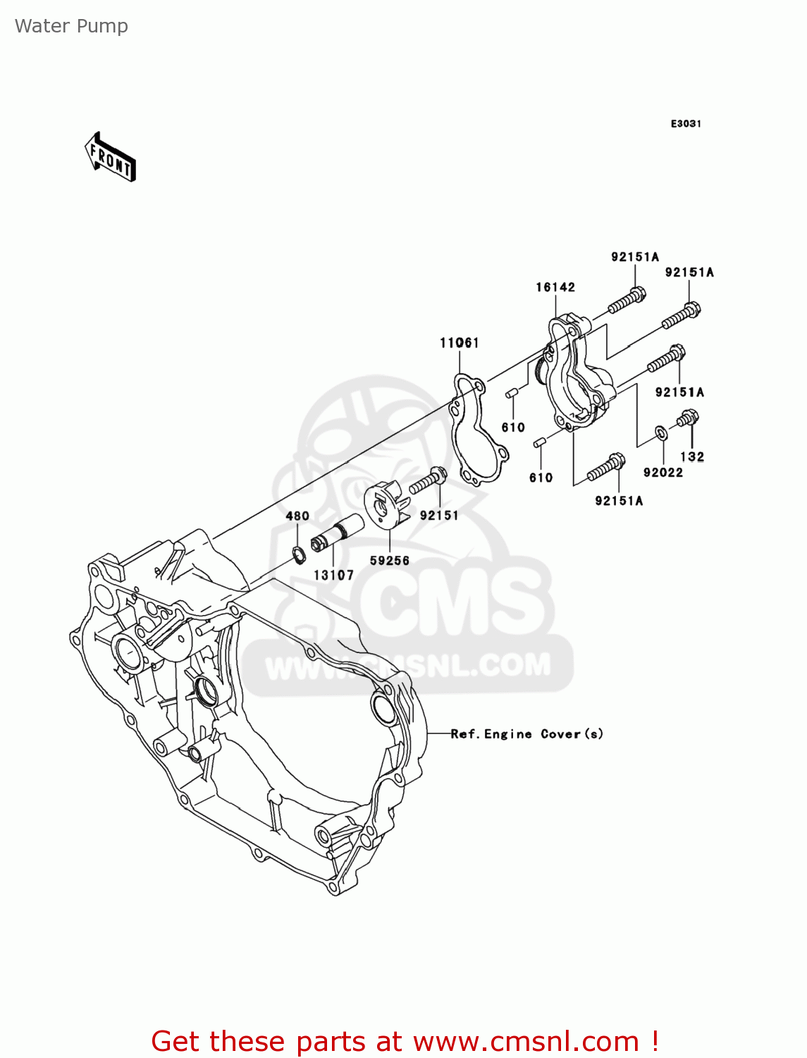 Kawasaki KSF450B8F KFX450R 2008 USA Water Pump buy original Water