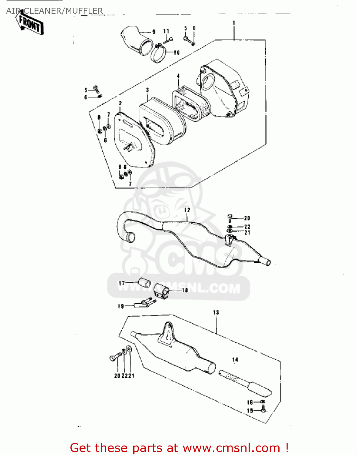 AIR CLEANER/MUFFLER KT250-A 1975 USA / MPH