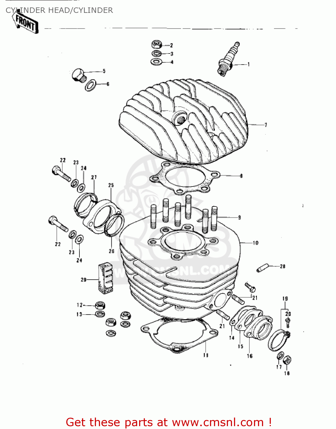 CYLINDER HEAD/CYLINDER KT250-A 1975 USA / MPH