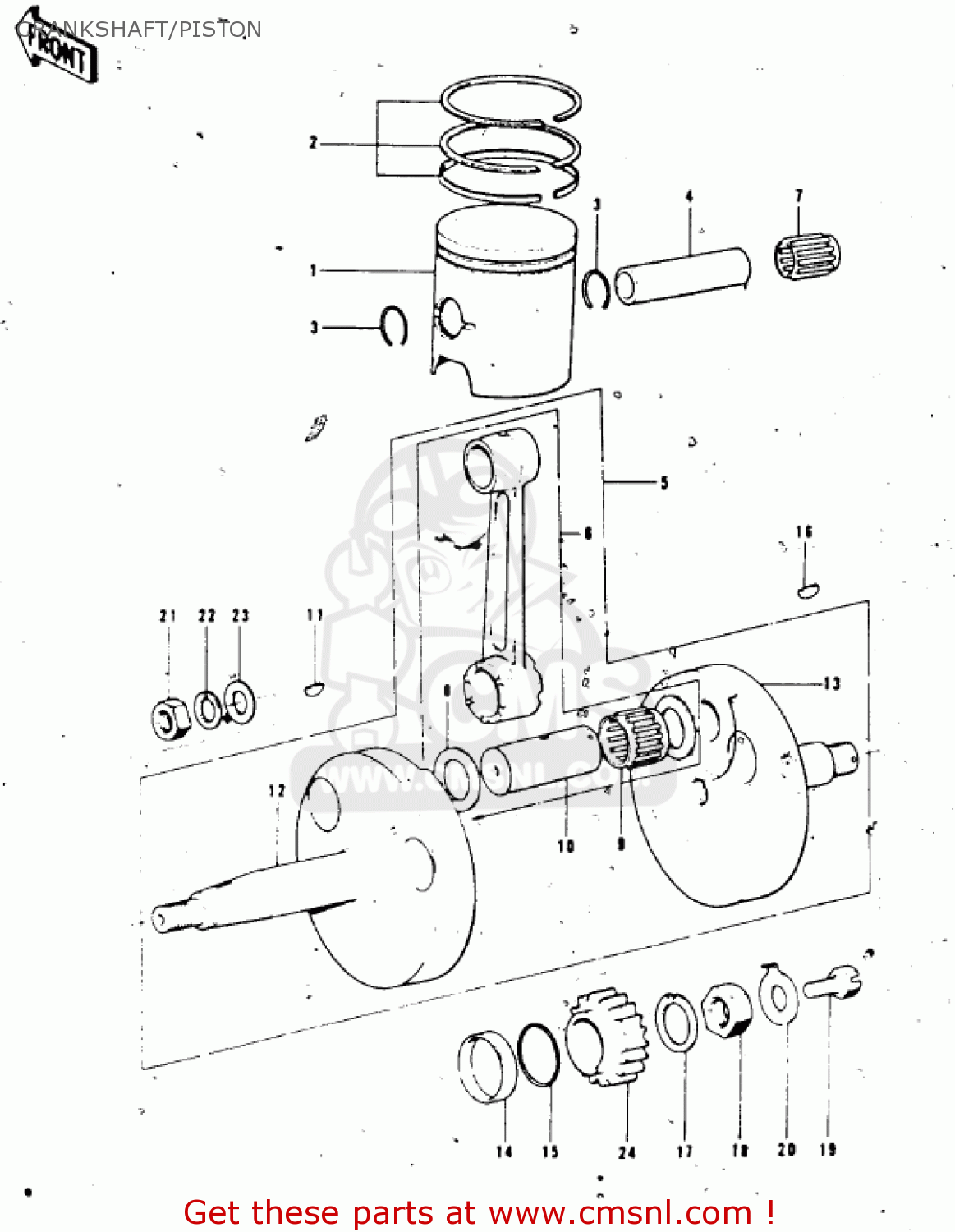 CRANKSHAFT/PISTON KT250-A 1975 USA / MPH