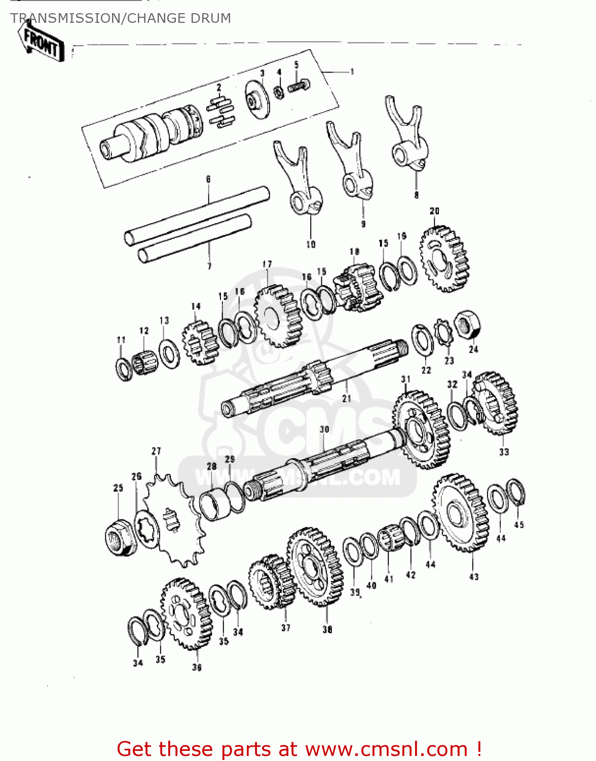 TRANSMISSION/CHANGE DRUM KT250-A 1975 USA / MPH