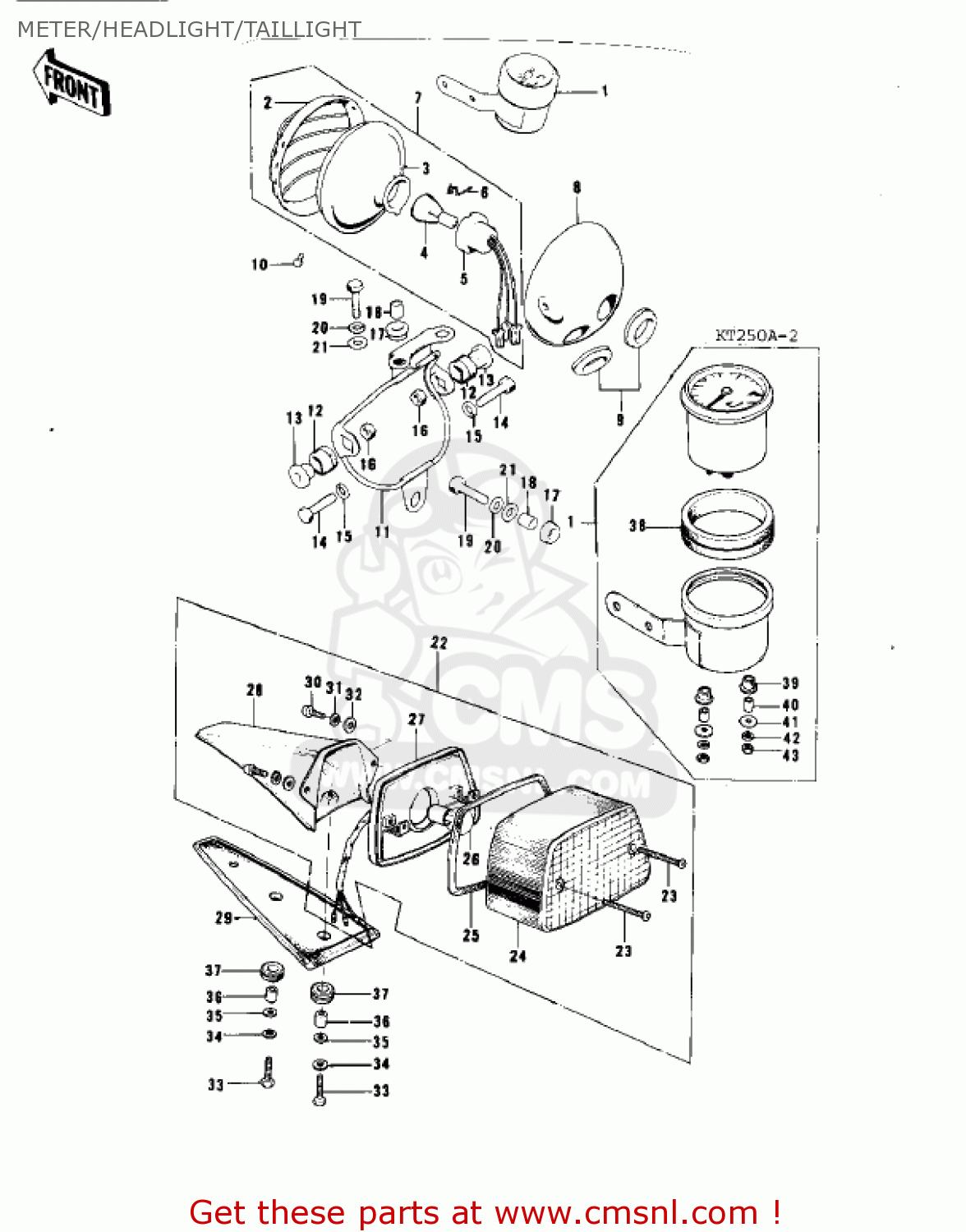 METER/HEADLIGHT/TAILLIGHT KT250-A 1975 USA / MPH