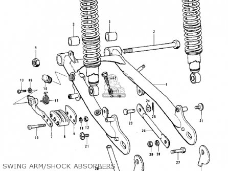 SWING ARM/SHOCK ABSORBERS - KT250-A 1975 USA / MPH