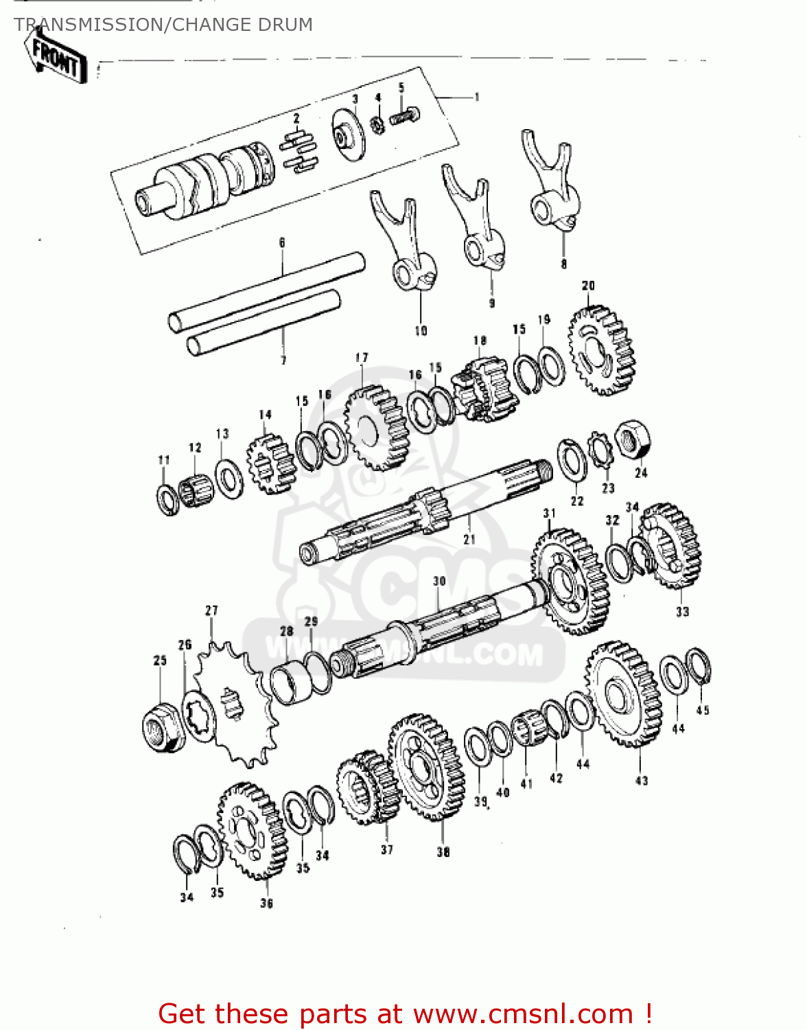 TRANSMISSION/CHANGE DRUM KT250-A2 TRIAL 1976 USA / MPH
