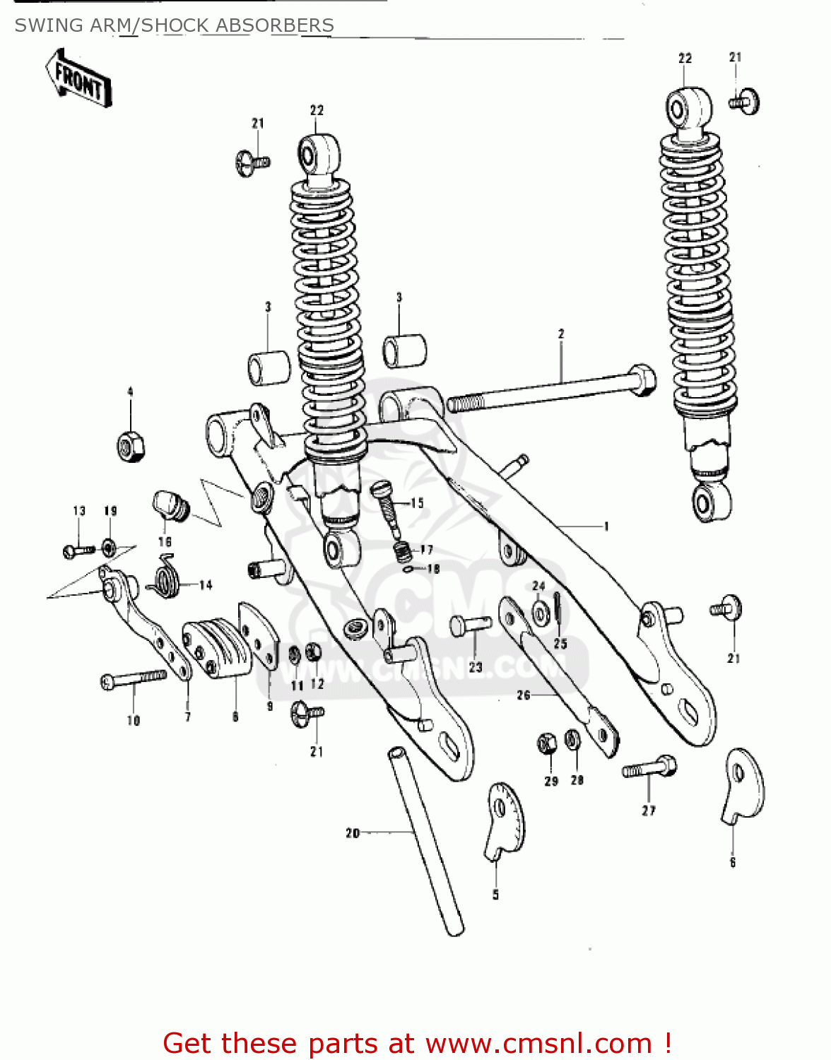 SWING ARM/SHOCK ABSORBERS KT250-A2 TRIAL 1976 USA / MPH