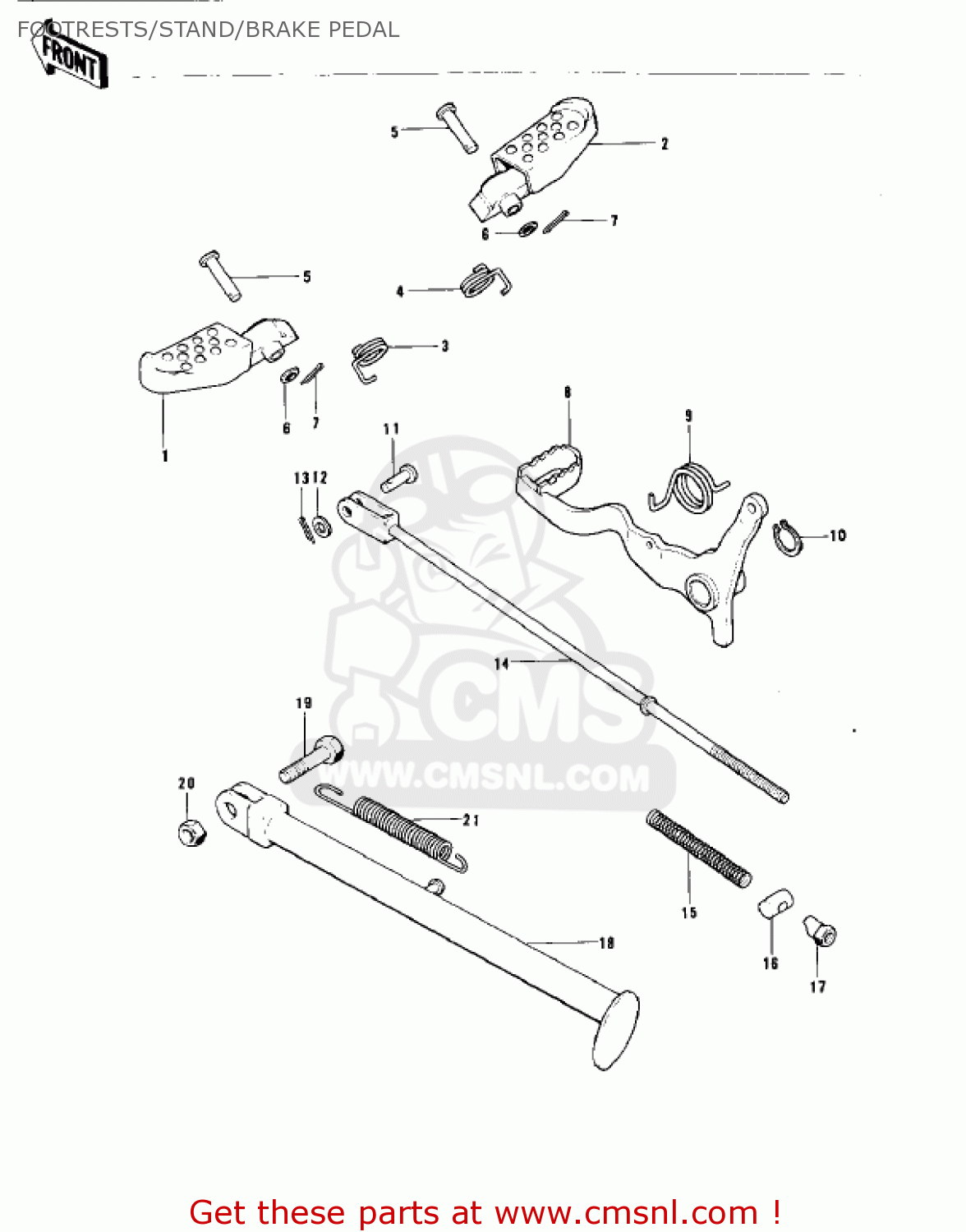 FOOTRESTS/STAND/BRAKE PEDAL KT250-A2 TRIAL 1976 USA / MPH