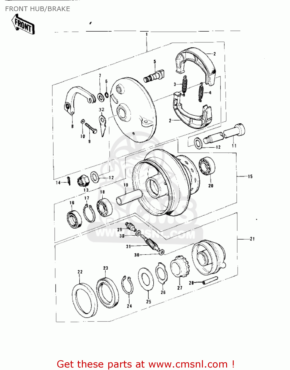 FRONT HUB/BRAKE KT250-A2 TRIAL 1976 USA / MPH