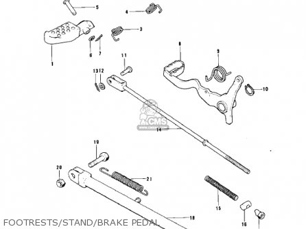 FOOTRESTS/STAND/BRAKE PEDAL - KT250-A2 TRIAL 1976 USA / MPH