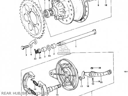 REAR HUB/BRAKE/CHAIN - KT250-A2 TRIAL 1976 USA / MPH