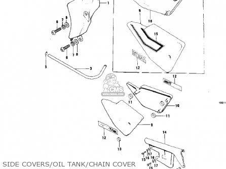 SIDE COVERS/OIL TANK/CHAIN COVER - KT250-A2 TRIAL 1976 USA / MPH