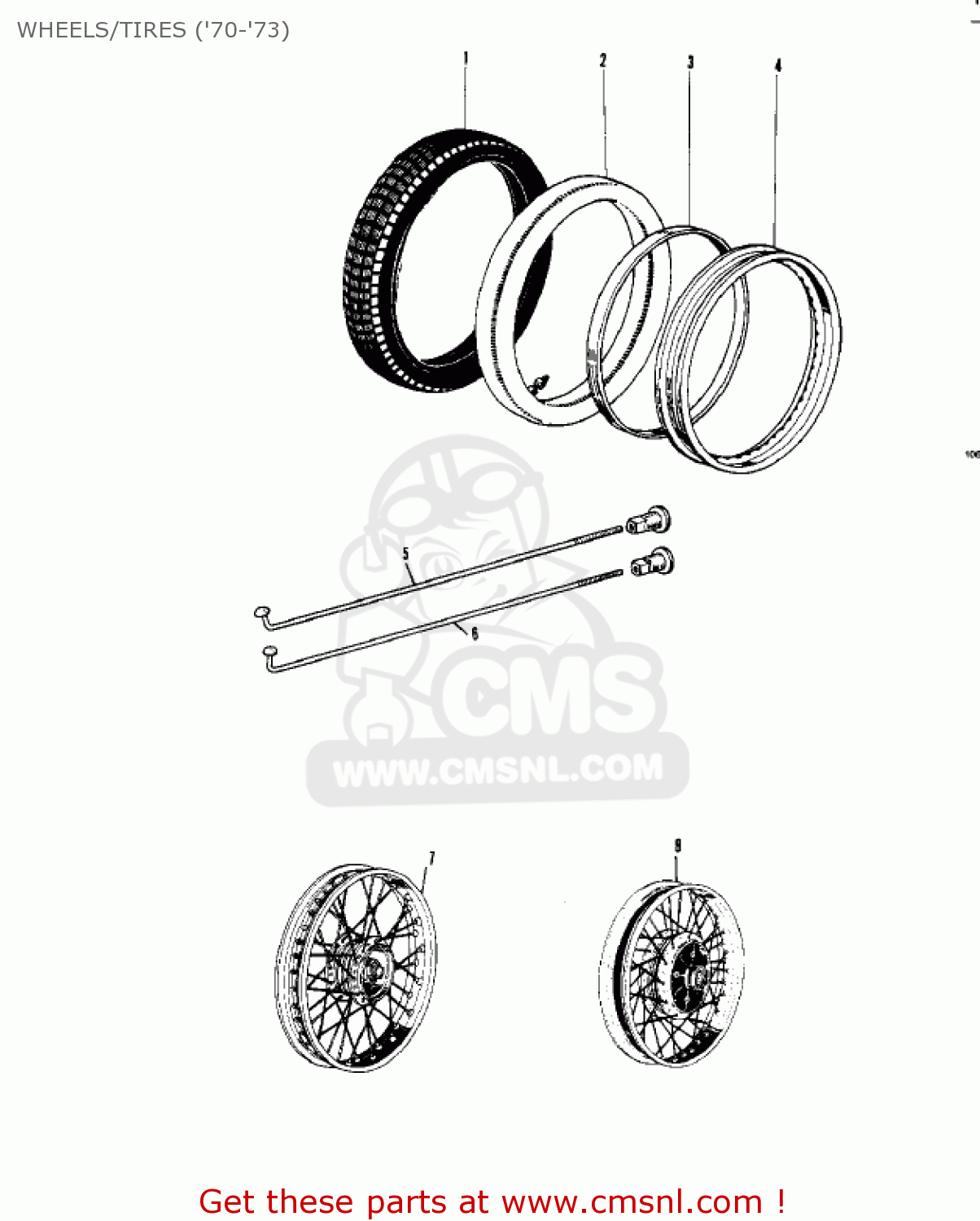 WHEELS/TIRES ('70-'73) KV100-A7 1976 USA CALIFORNIA