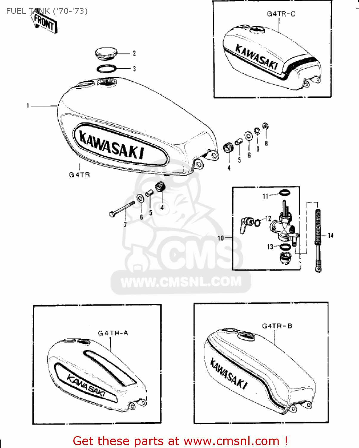 FUEL TANK ('70-'73) KV100-A7 1976 USA CALIFORNIA