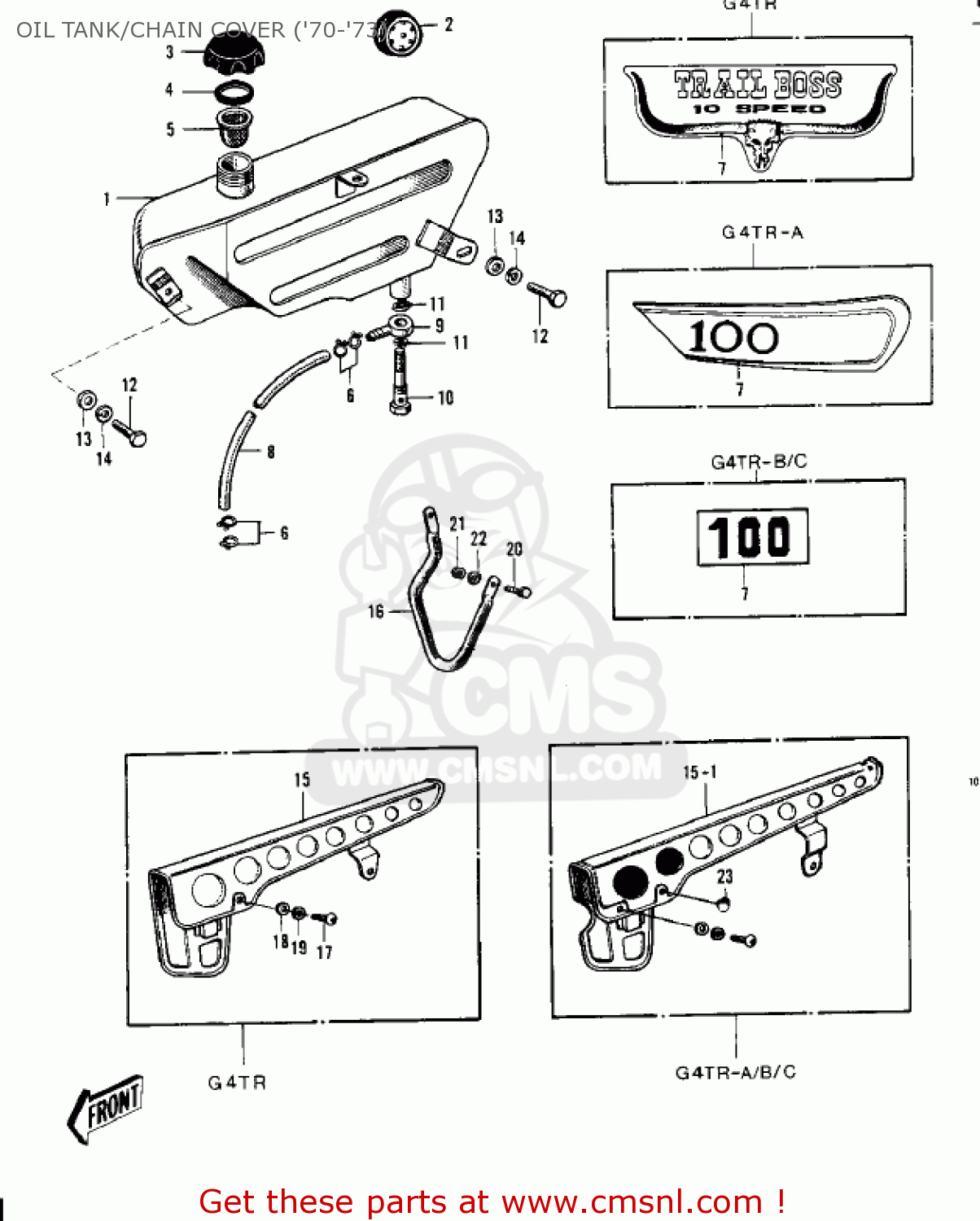 OIL TANK/CHAIN COVER ('70-'73) KV100-A7 1976 USA CALIFORNIA