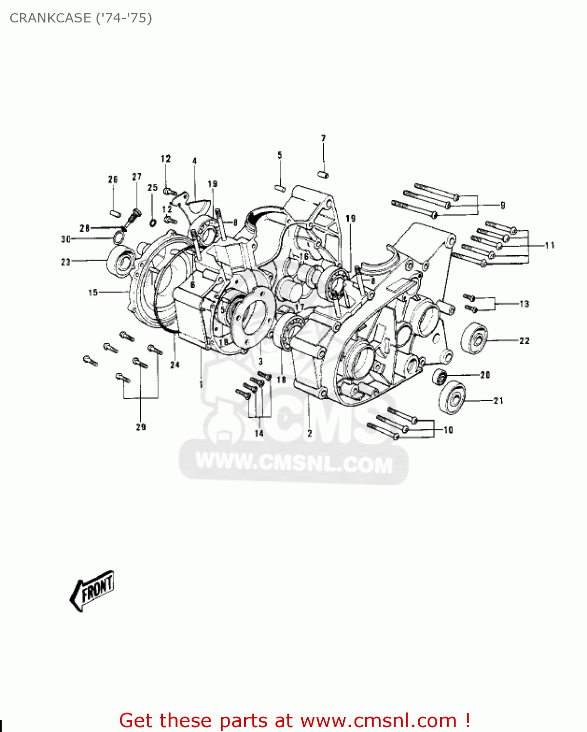 CRANKCASE ('74-'75) KV100-A7 1976 USA CALIFORNIA