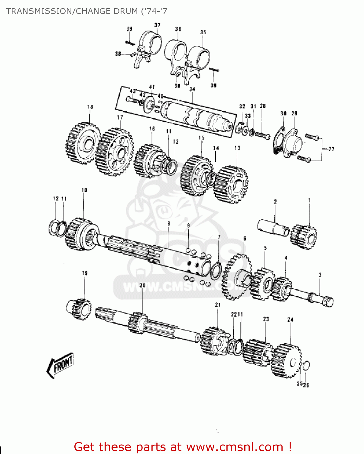 TRANSMISSION/CHANGE DRUM ('74-'7 KV100-A7 1976 USA CALIFORNIA