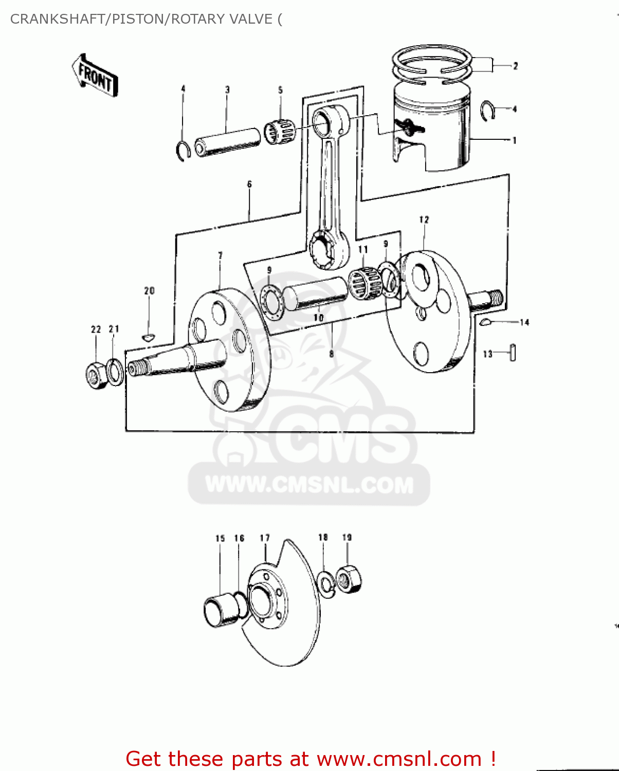 CRANKSHAFT/PISTON/ROTARY VALVE ( KV100-A7 1976 USA CALIFORNIA