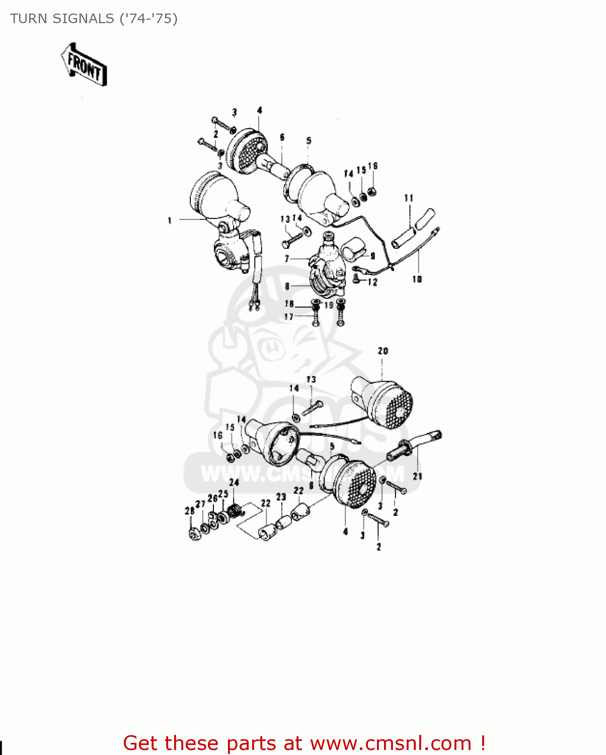 TURN SIGNALS ('74-'75) KV100-A7 1976 USA CALIFORNIA
