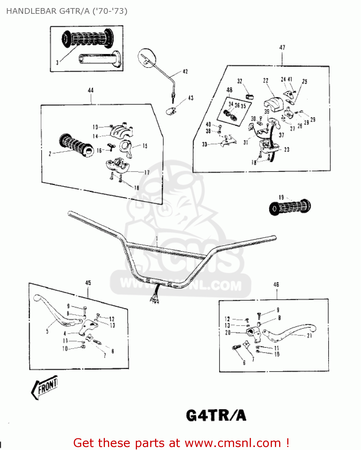 HANDLEBAR G4TR/A ('70-'73) KV100-A7 1976 USA CALIFORNIA