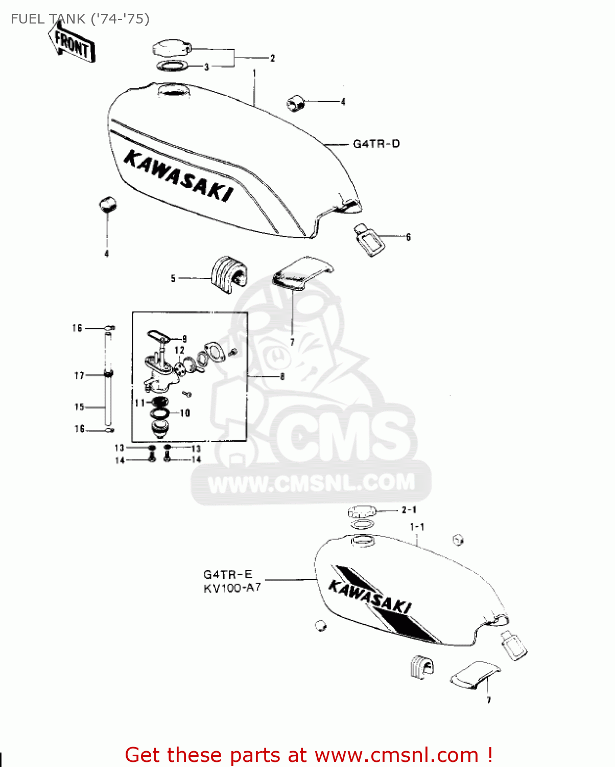 FUEL TANK ('74-'75) KV100-A7 1976 USA CALIFORNIA