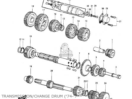 TRANSMISSION/CHANGE DRUM ('74-'7 - KV100-A7 1976 USA CALIFORNIA