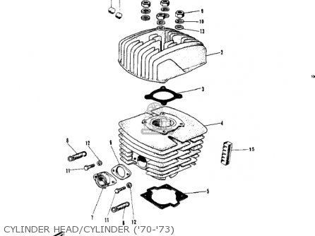CYLINDER HEAD/CYLINDER ('70-'73) - KV100-A7 1976 USA CALIFORNIA