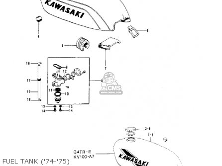 FUEL TANK ('74-'75) - KV100-A7 1976 USA CALIFORNIA