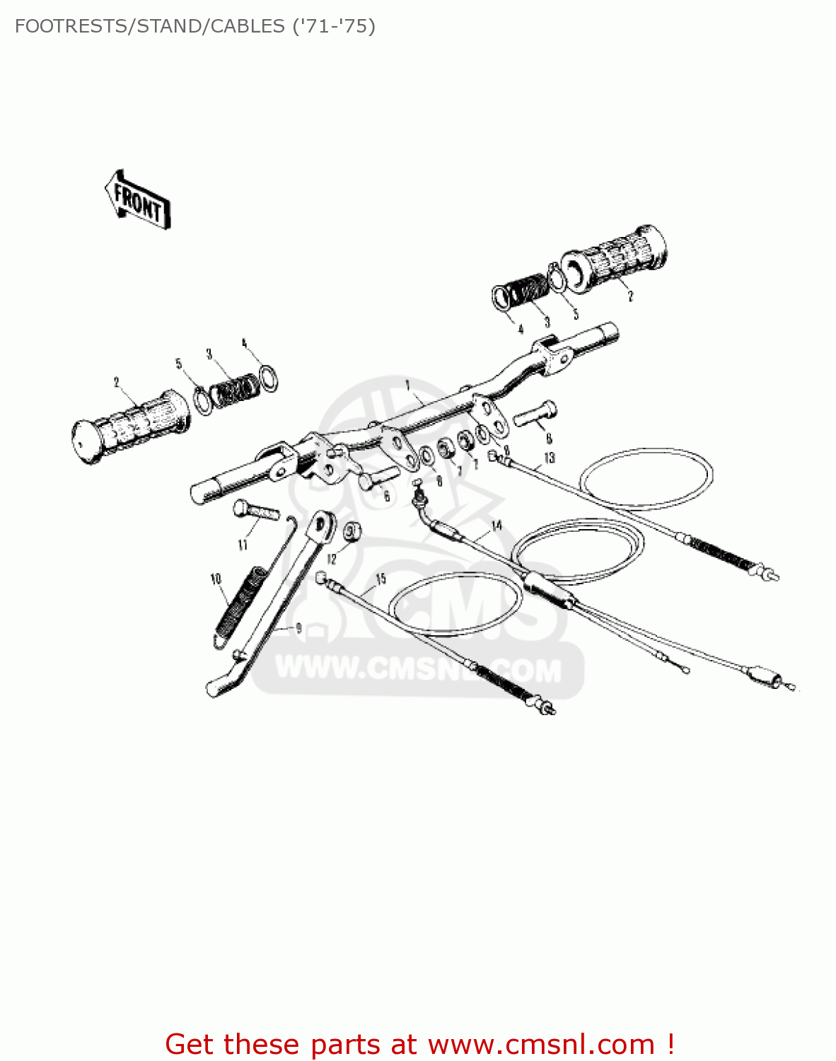 FOOTRESTS/STAND/CABLES ('71-'75) KV75A5 1976