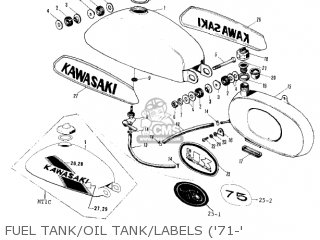 FUEL TANK/OIL TANK/LABELS ('71-' - KV75A6 1977