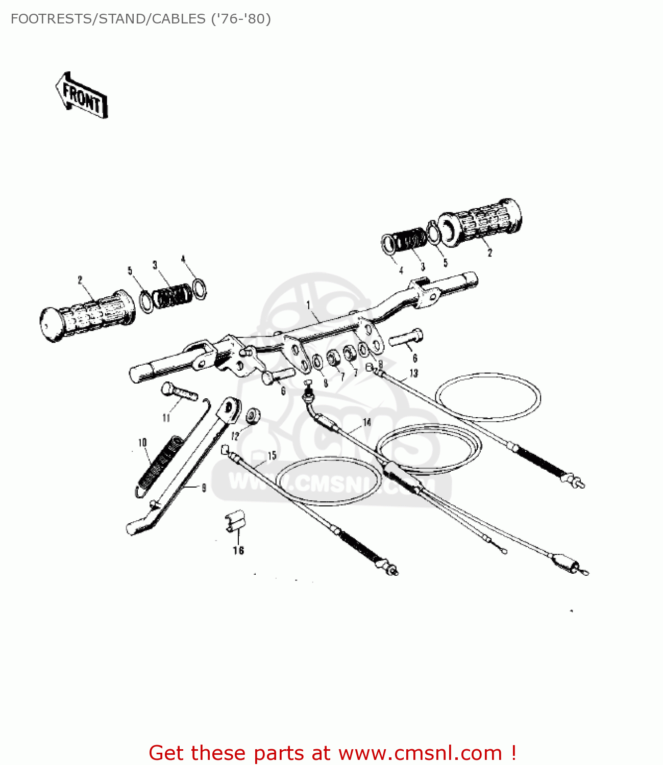 FOOTRESTS/STAND/CABLES ('76-'80) KV75A7 1978