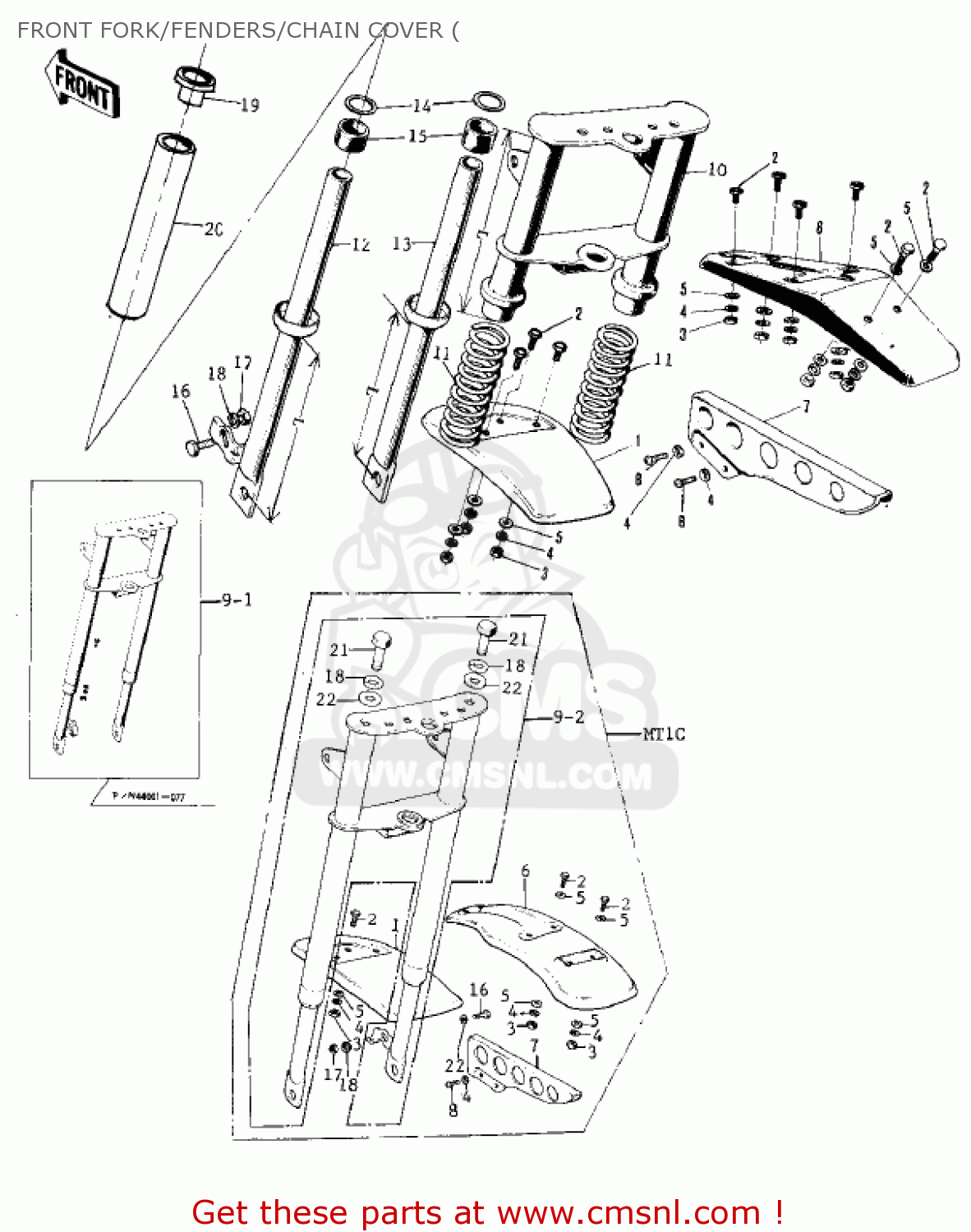 FRONT FORK/FENDERS/CHAIN COVER ( KV75A7 1978