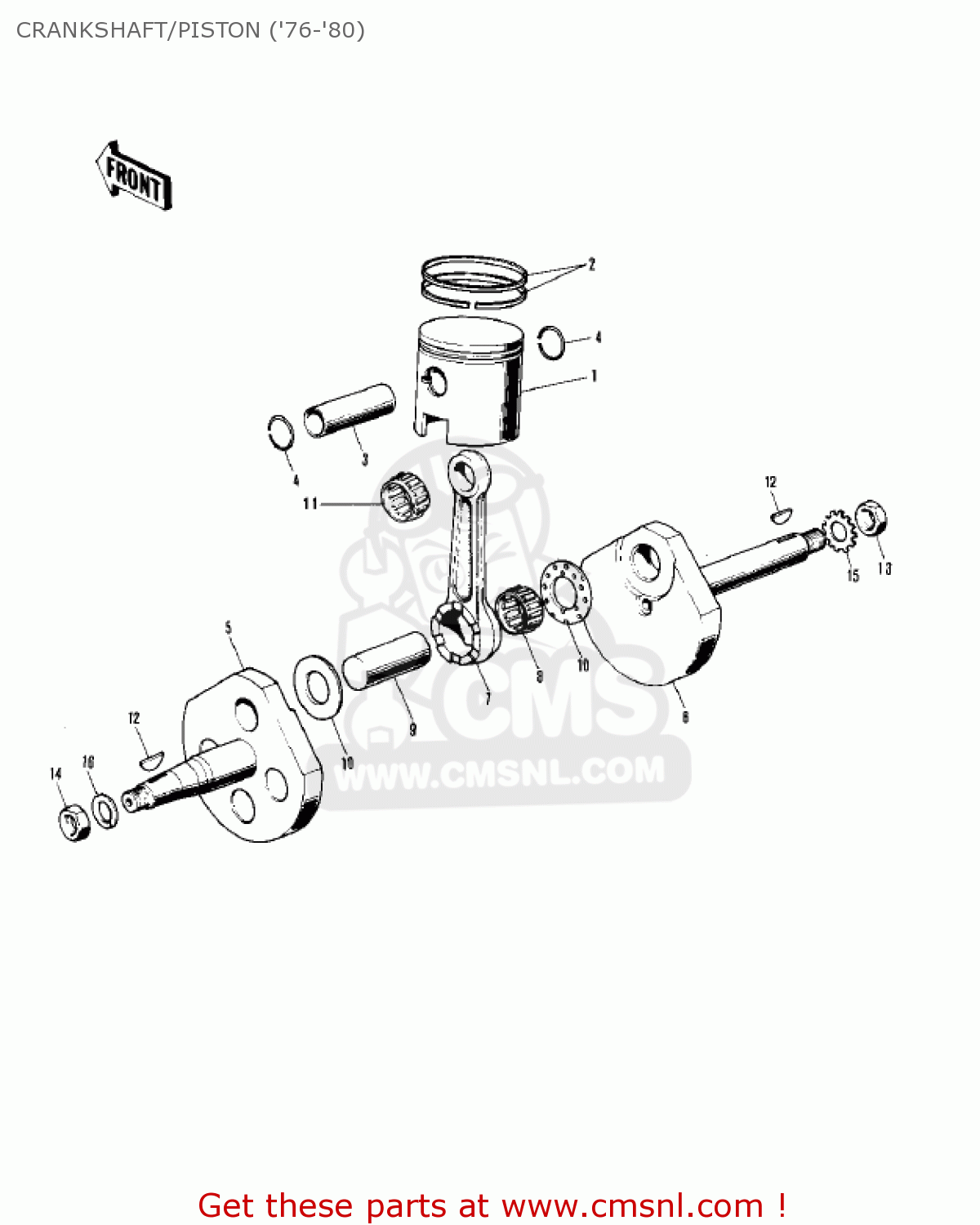 CRANKSHAFT/PISTON ('76-'80) KV75A7 1978