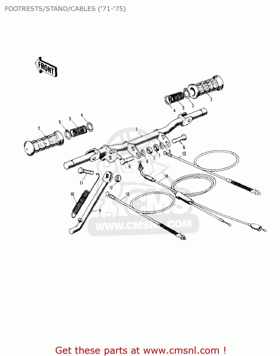 FOOTRESTS/STAND/CABLES ('71-'75) KV75A8 1979