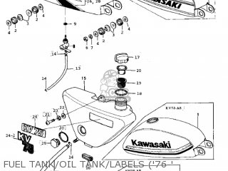FUEL TANK/OIL TANK/LABELS ('76-' - KV75A8 1979
