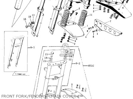 FRONT FORK/FENDERS/CHAIN COVER ( - KV75A8 1979