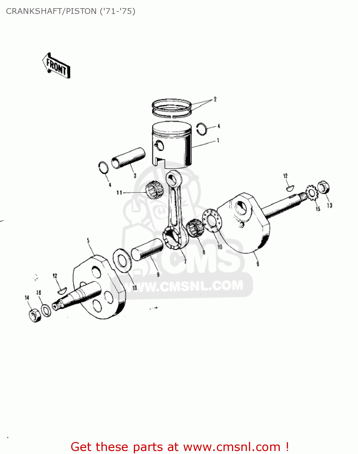 CRANKSHAFT/PISTON ('71-'75) KV75A9 1980
