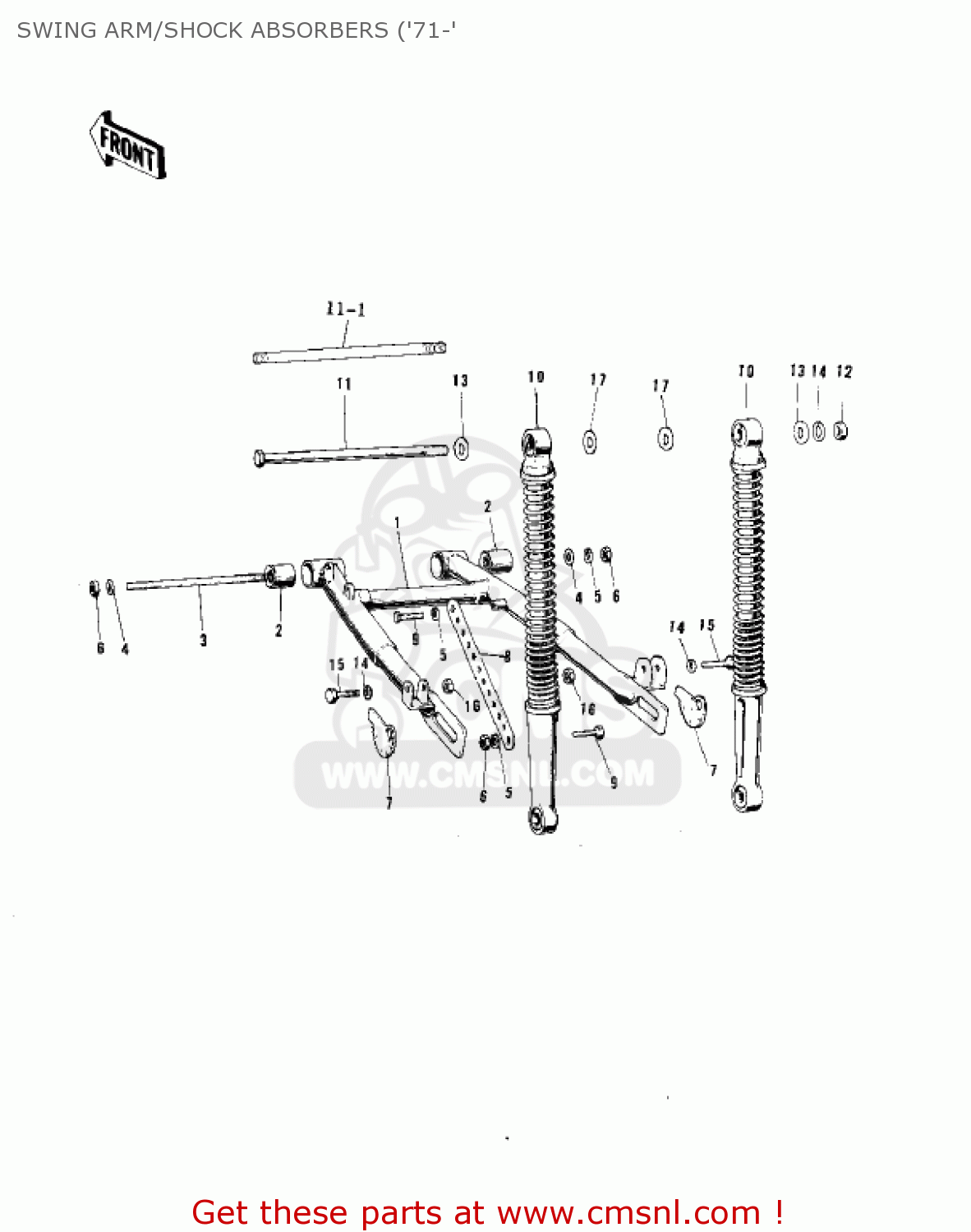 SWING ARM/SHOCK ABSORBERS ('71-' KV75A9 1980