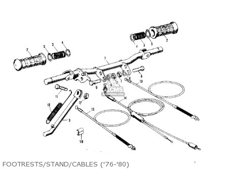 FOOTRESTS/STAND/CABLES ('76-'80) - KV75A9 1980