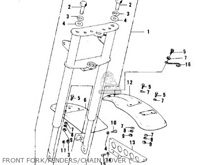 FRONT FORK/FENDERS/CHAIN COVER ( - KV75A9 1980
