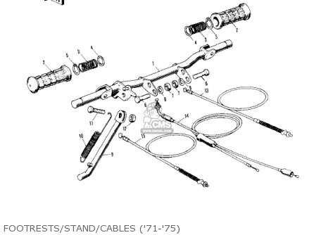 FOOTRESTS/STAND/CABLES ('71-'75) - KV75A9 1980