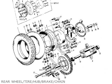 REAR WHEEL/TIRE/HUB/BRAKE/CHAIN - KV75A9 1980