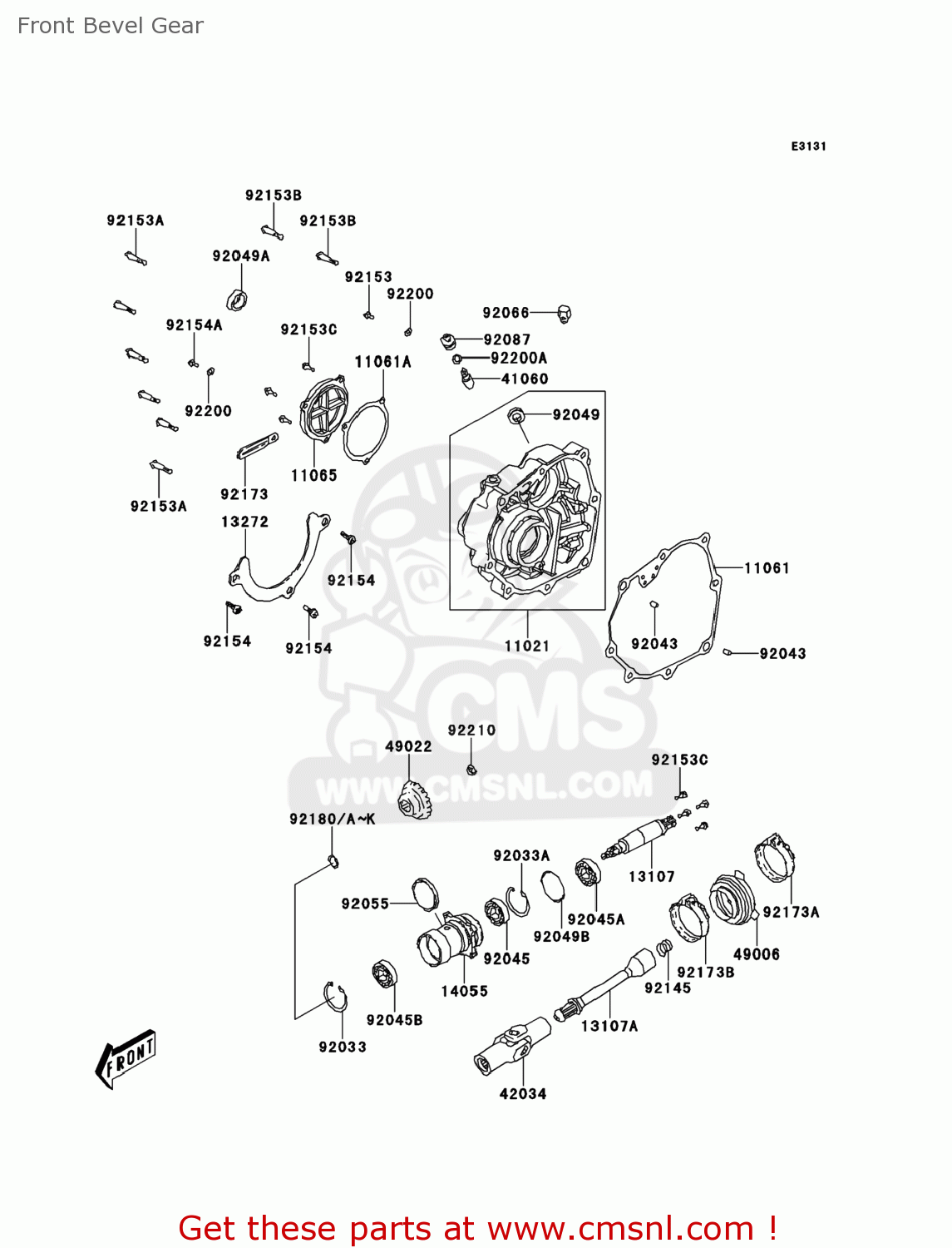 Kawasaki KVF300CDF BRUTE FORCE 300 2013 USA Front Bevel Gear buy original Front Bevel Gear