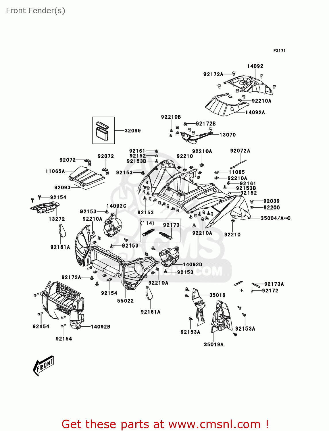 Kawasaki KVF300CDF BRUTE FORCE 300 2013 USA Front Fender(s) buy