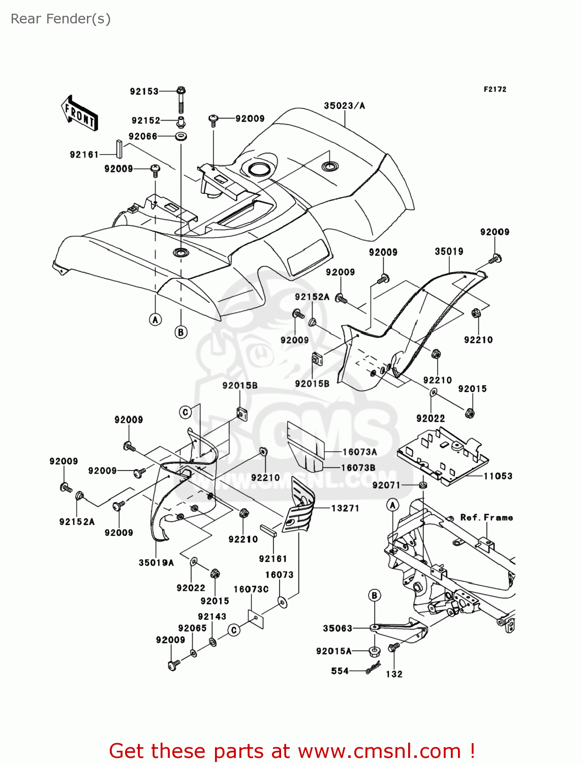 Kawasaki KVF650DCF BRUTE FORCE 650 4X4 2012 USA Rear Fender(s) buy