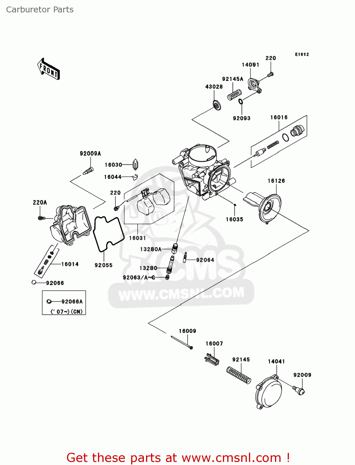 Kawasaki KVF650-F6F BRUTE FORCE 650 4X4I 2006 USA Carburetor Parts ...