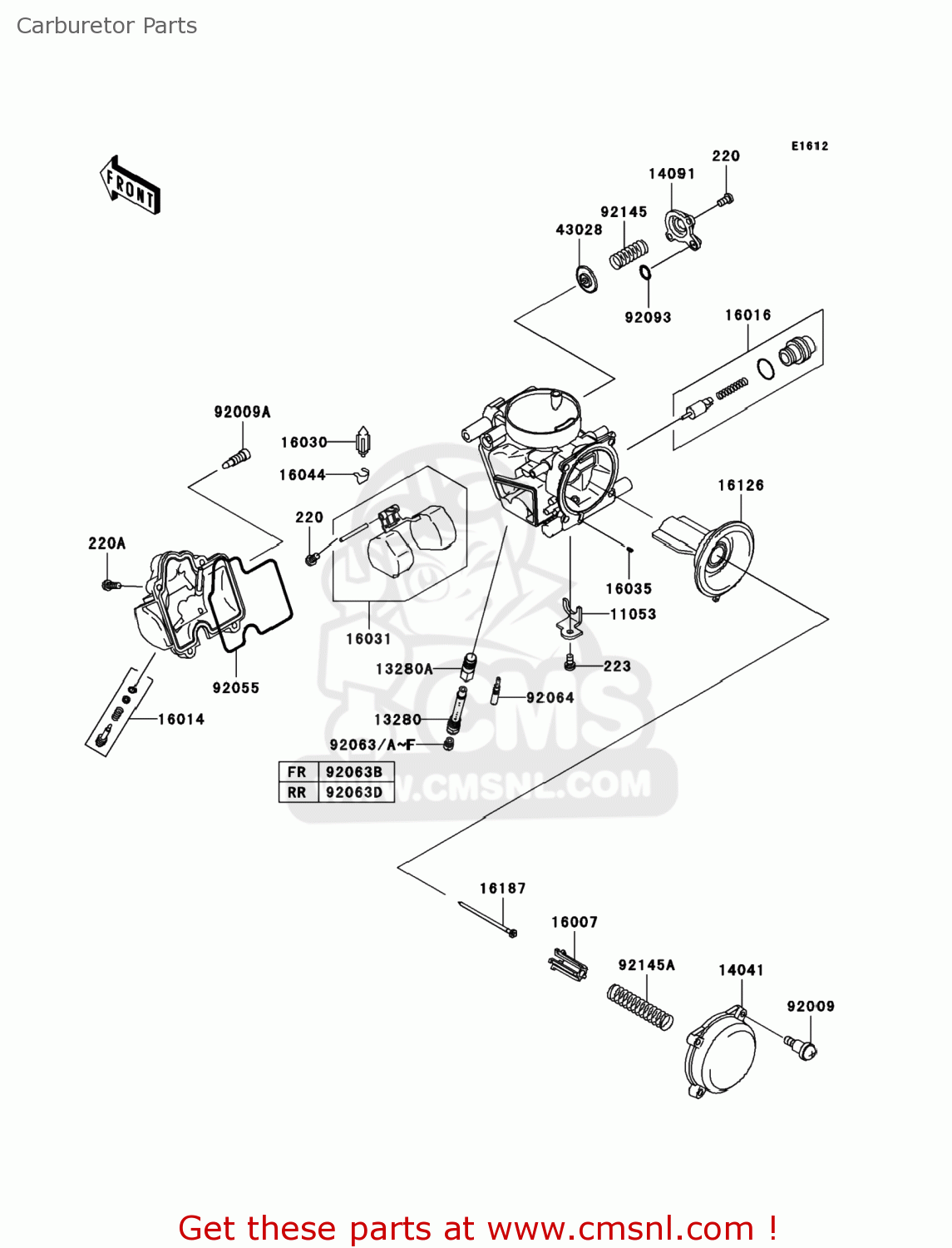 Kawasaki KVF750B1 BRUTE FORCE 750 4X4I 2005 USA Carburetor Parts buy