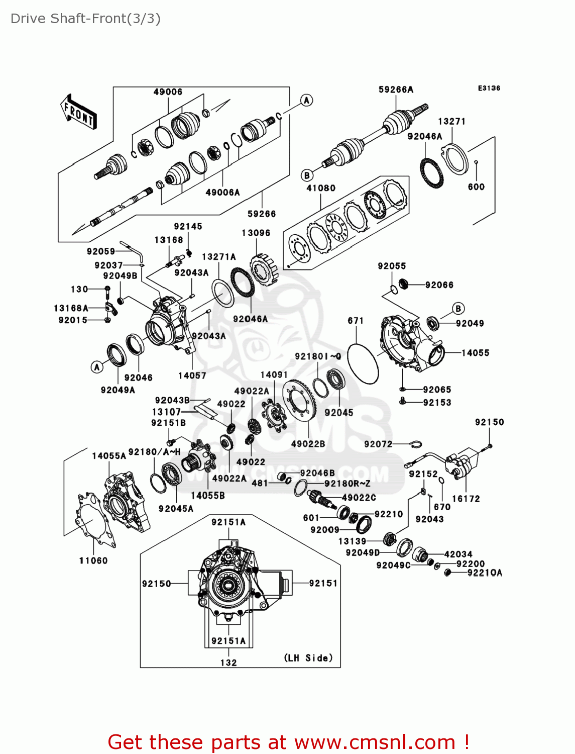 Kawasaki KVF750B7F BRUTE FORCE 750 4X4I 2007 USA Drive ShaftFront(3/3