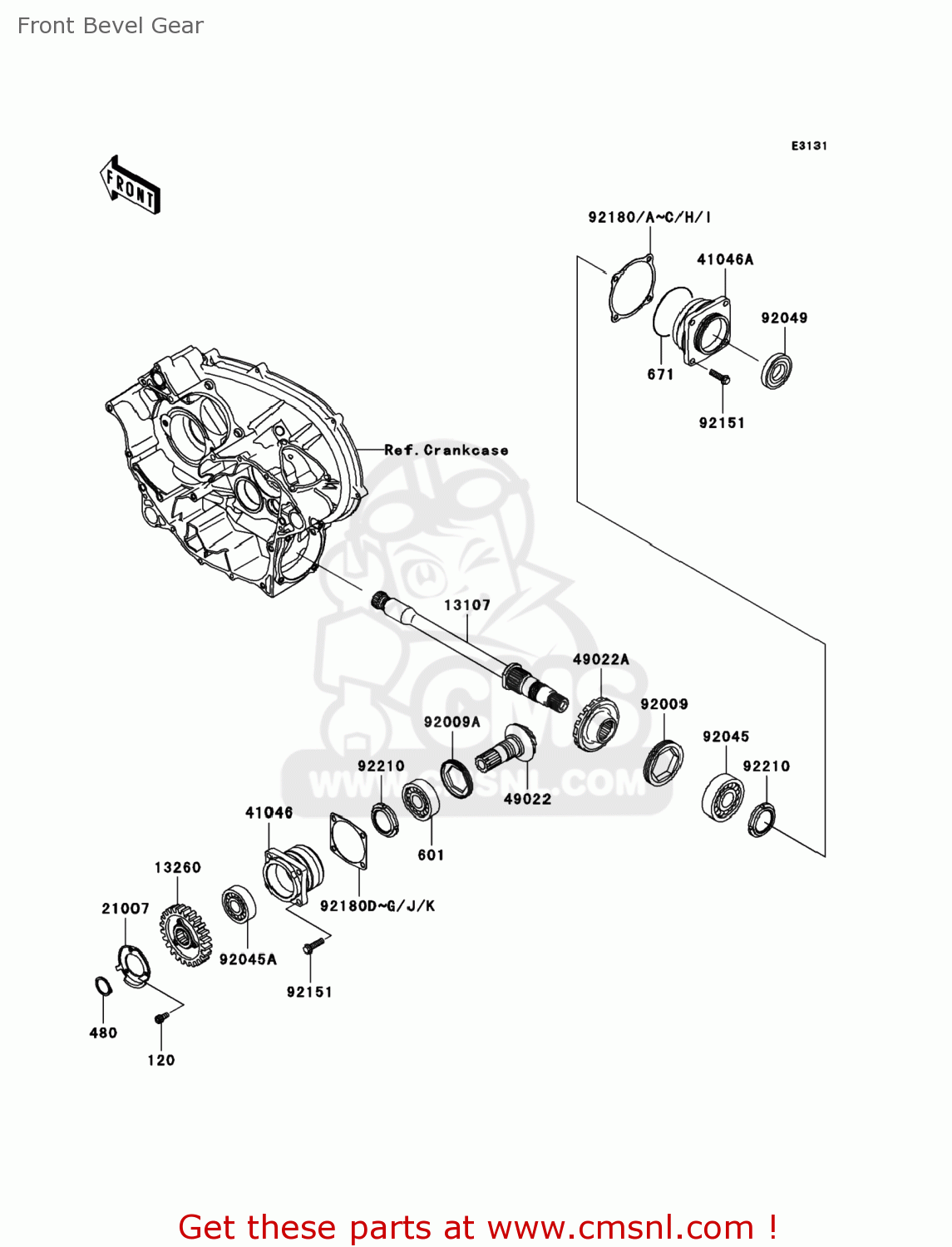 Kawasaki KVF750C7F BRUTE FORCE 750 4X4I 2007 USA Front Bevel Gear