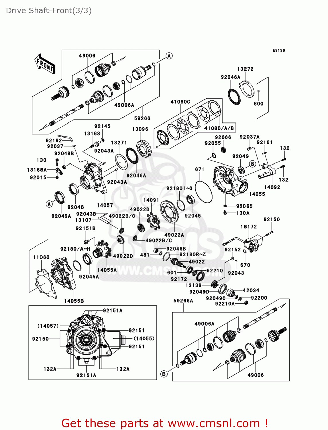 Kawasaki KVF750JEF BRUTE FORCE 750 4X4I EPS 2014 USA Drive ShaftFront